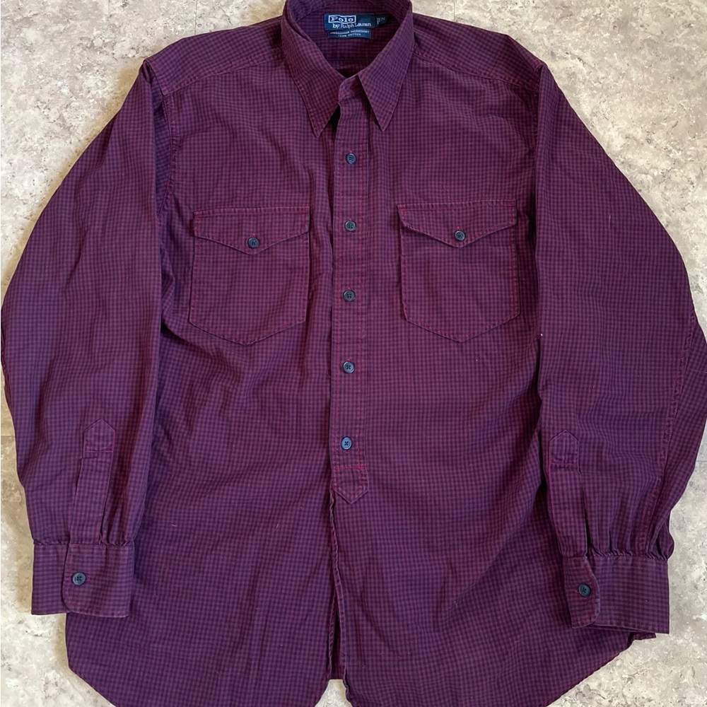 Polo Ralph Lauren Woodsman Workshirt Mens Medium‎ Red Plaid Lumberjack Pockets - Picture 3 of 6
